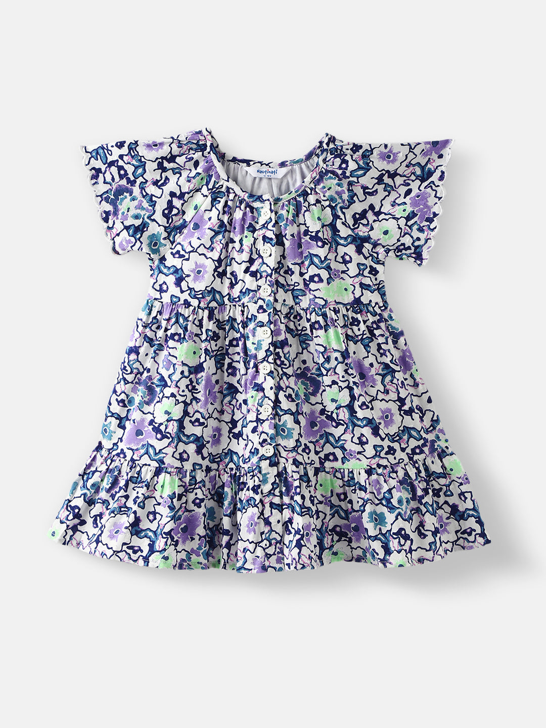 Nautinati Girls' Floral Printed Knee Length Dress