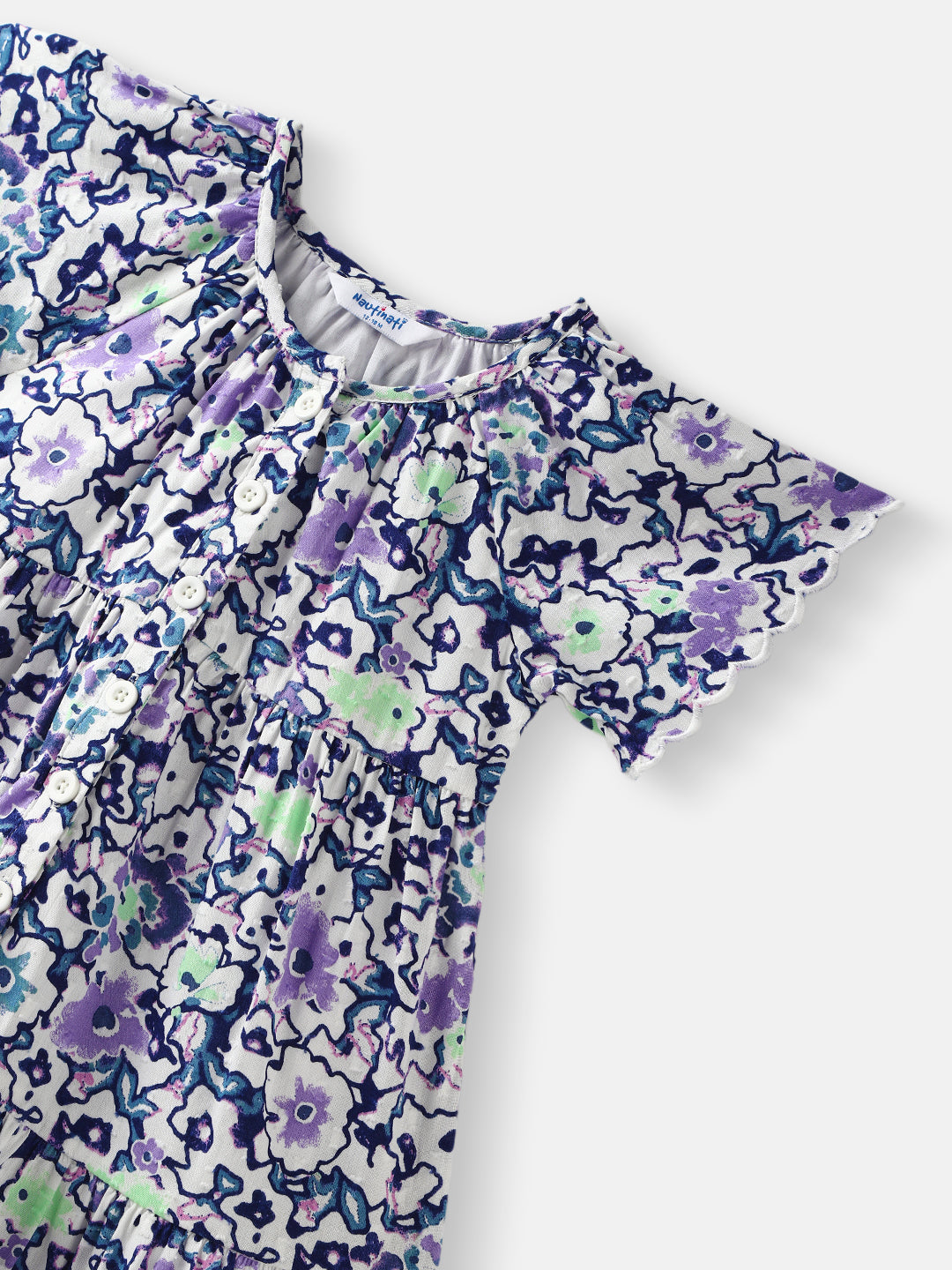 Nautinati Girls' Floral Printed Knee Length Dress