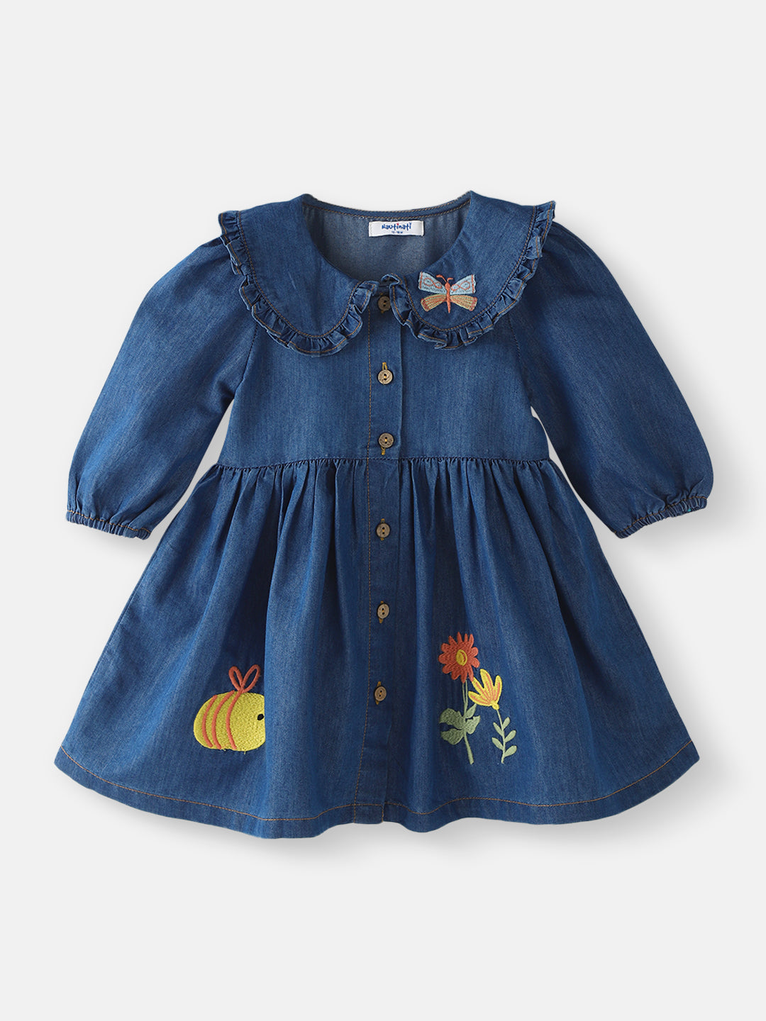 Nautinati Girls’ Floral Embroidery Cotton Dress