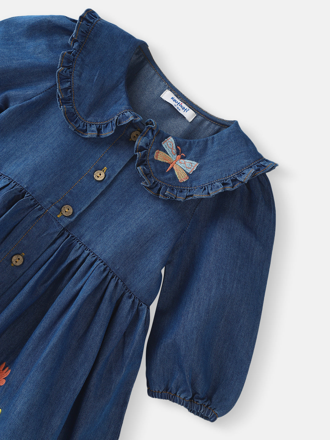 Nautinati Girls’ Floral Embroidery Cotton Dress