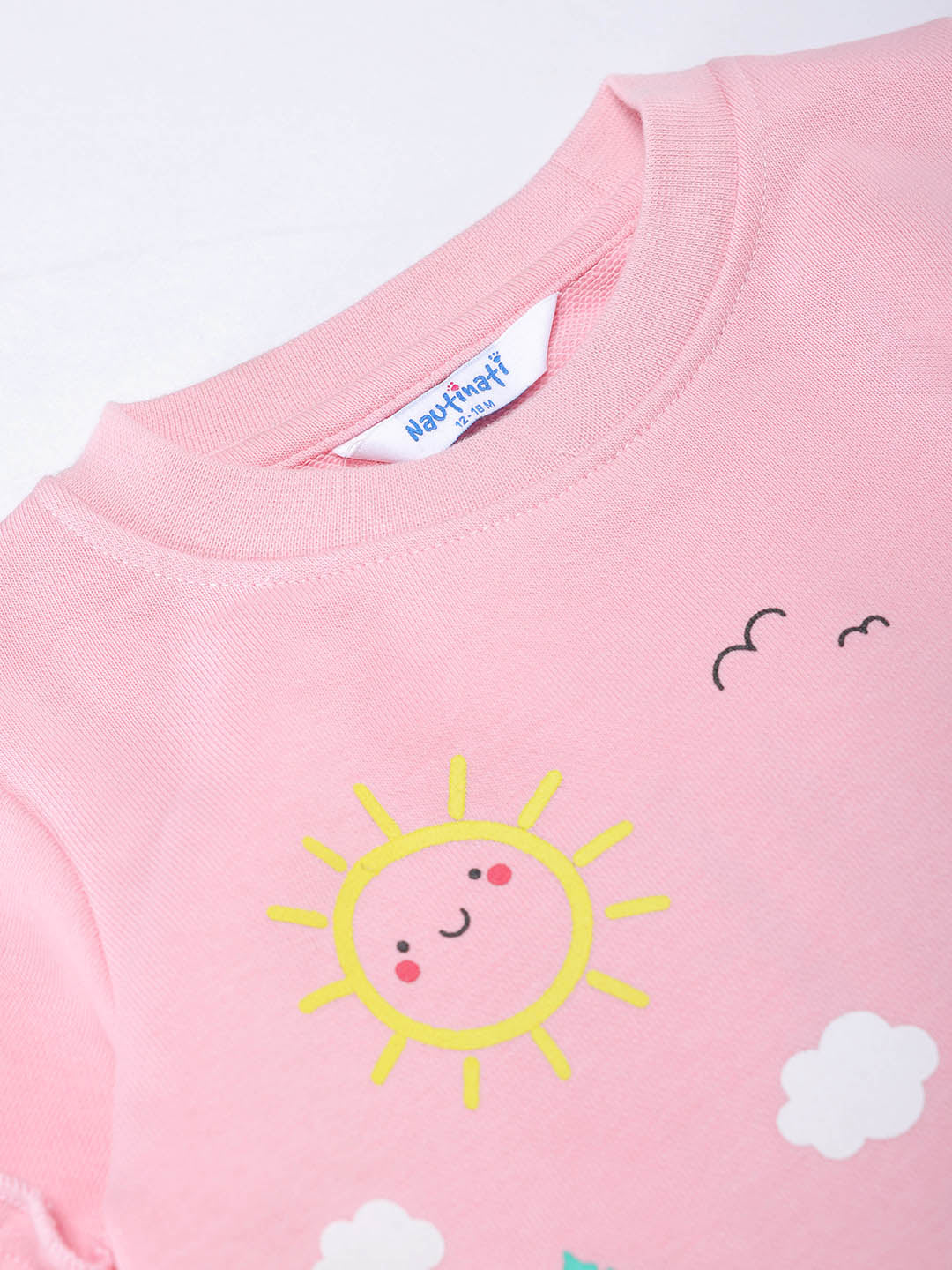 Nautinati Girls Nature Print Round Neck Full Sleeve Frock