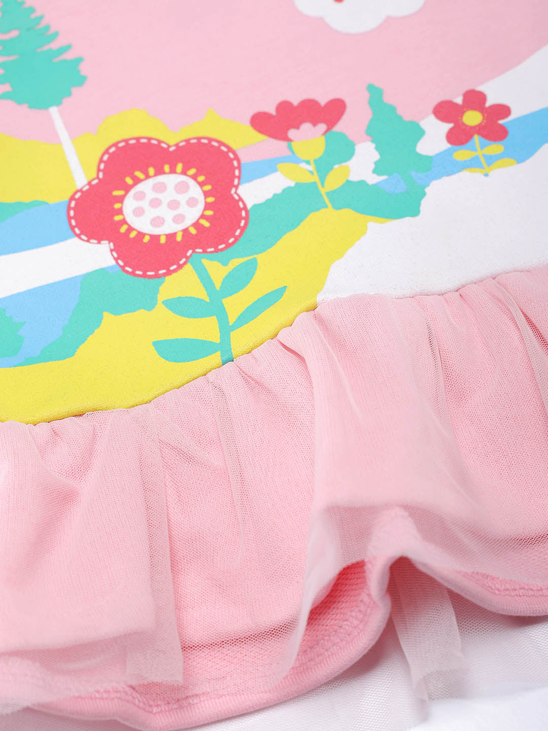 Nautinati Girls Nature Print Round Neck Full Sleeve Frock