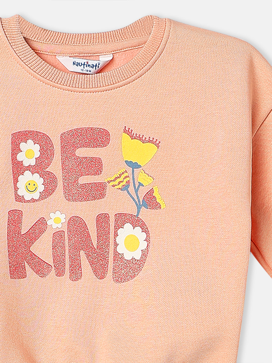 Nautinati Girls Typography Printed Fleece Full Sleeve Sweatshirt