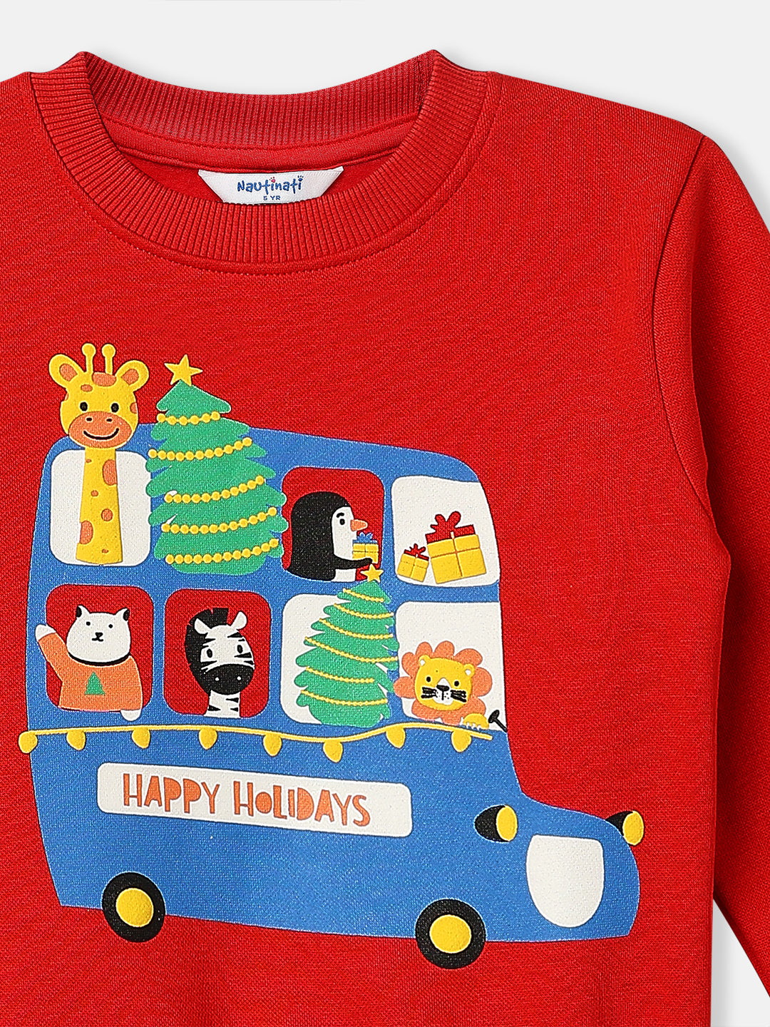 Nautinati Boys Fleece Holiday Theme Printed Sweatshirt