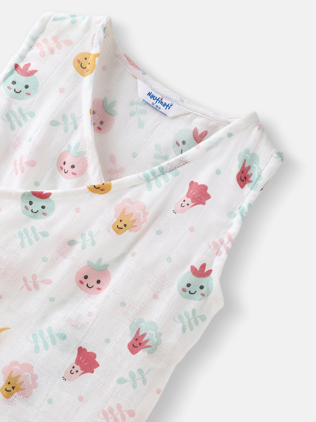 Nautinati Girls' Pack of 2 Cotton Printed Wrap V Neck Collar Jhabla