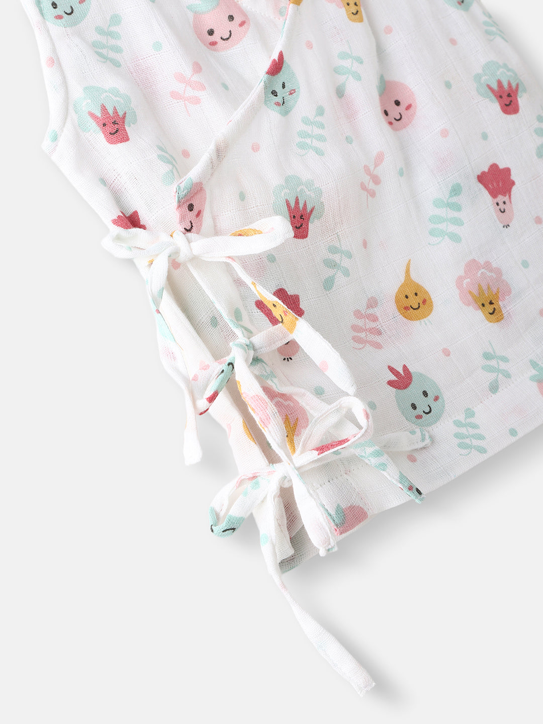 Nautinati Girls' Pack of 2 Cotton Printed Wrap V Neck Collar Jhabla