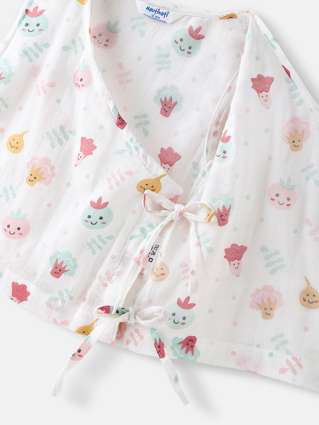 Nautinati Girls' Pack of 2 Cotton Printed Wrap V Neck Collar Jhabla