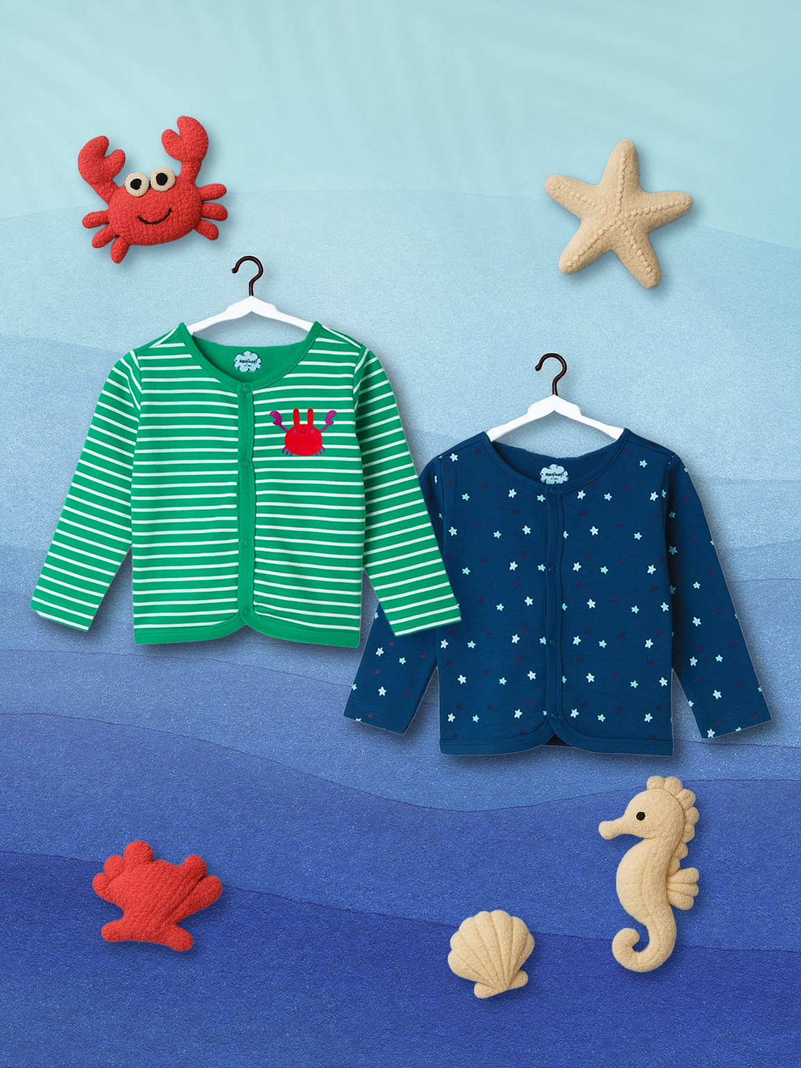 Nautinati Infant Boys Pack of 2 Cotton Printed & Striped Camisoles