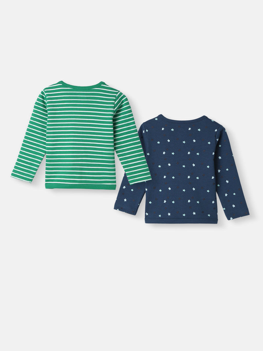 Nautinati Infant Boys Pack of 2 Cotton Printed & Striped Camisoles