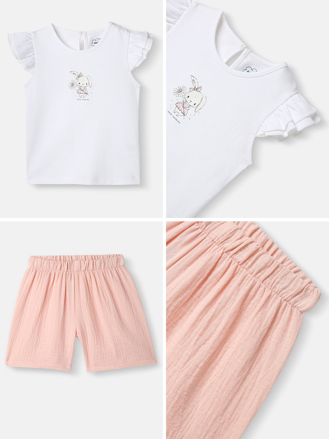 Girls Cotton Top and Shorts Set |Graphic Print Top | Elasticated Shorts | 0-2 Years