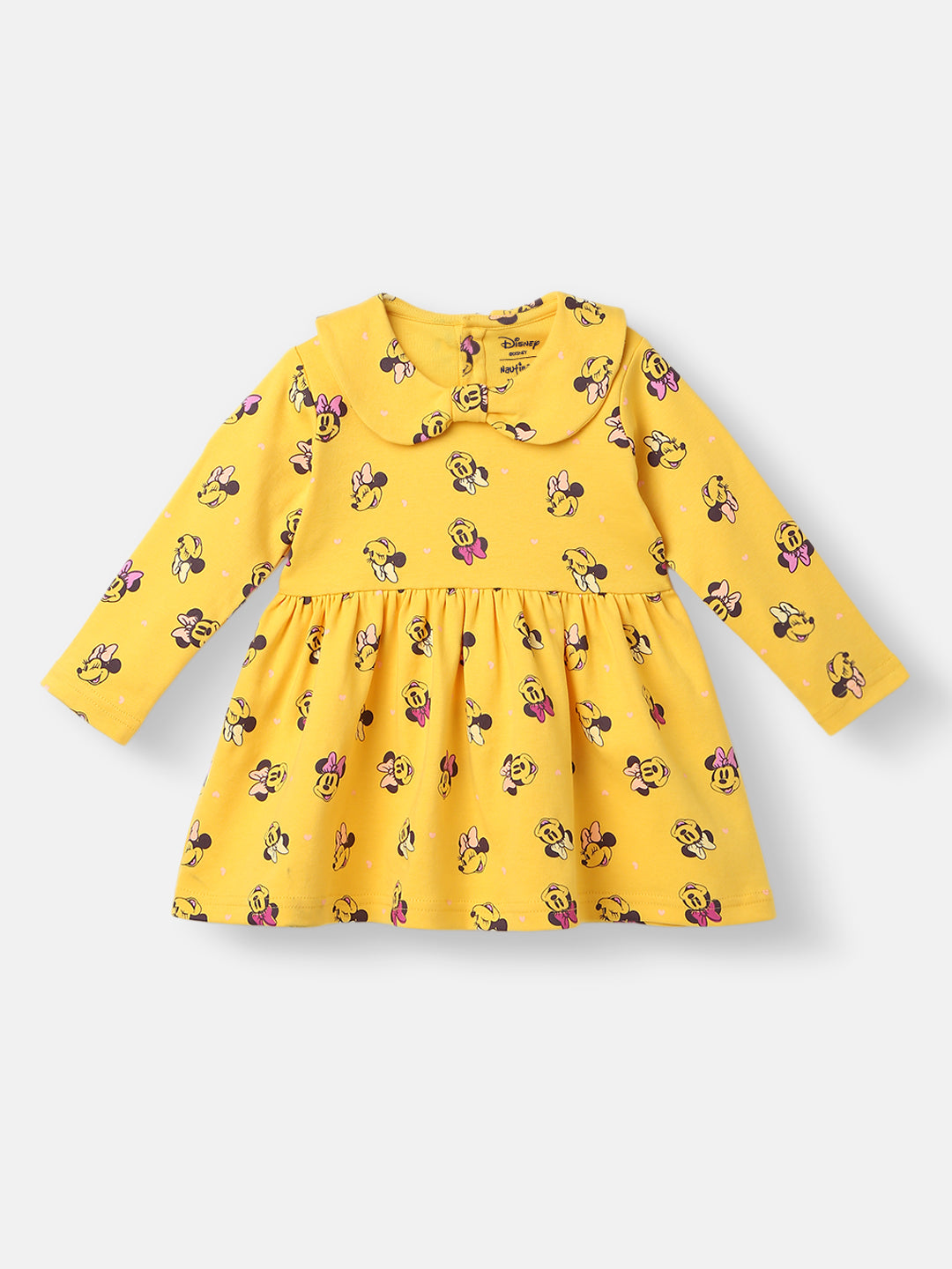 Nautinati Disney Infants Cotton Minnie Mouse Printed Dress with Matching Headband