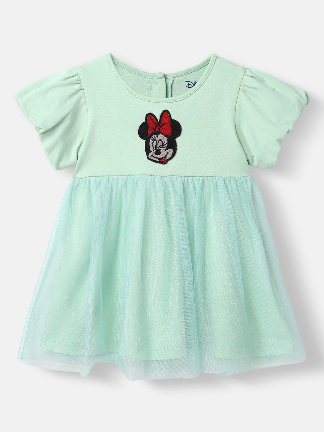 Nautinati Infants’ Silk Organza Minnie Mouse Embroidered Puff Sleeve Dress