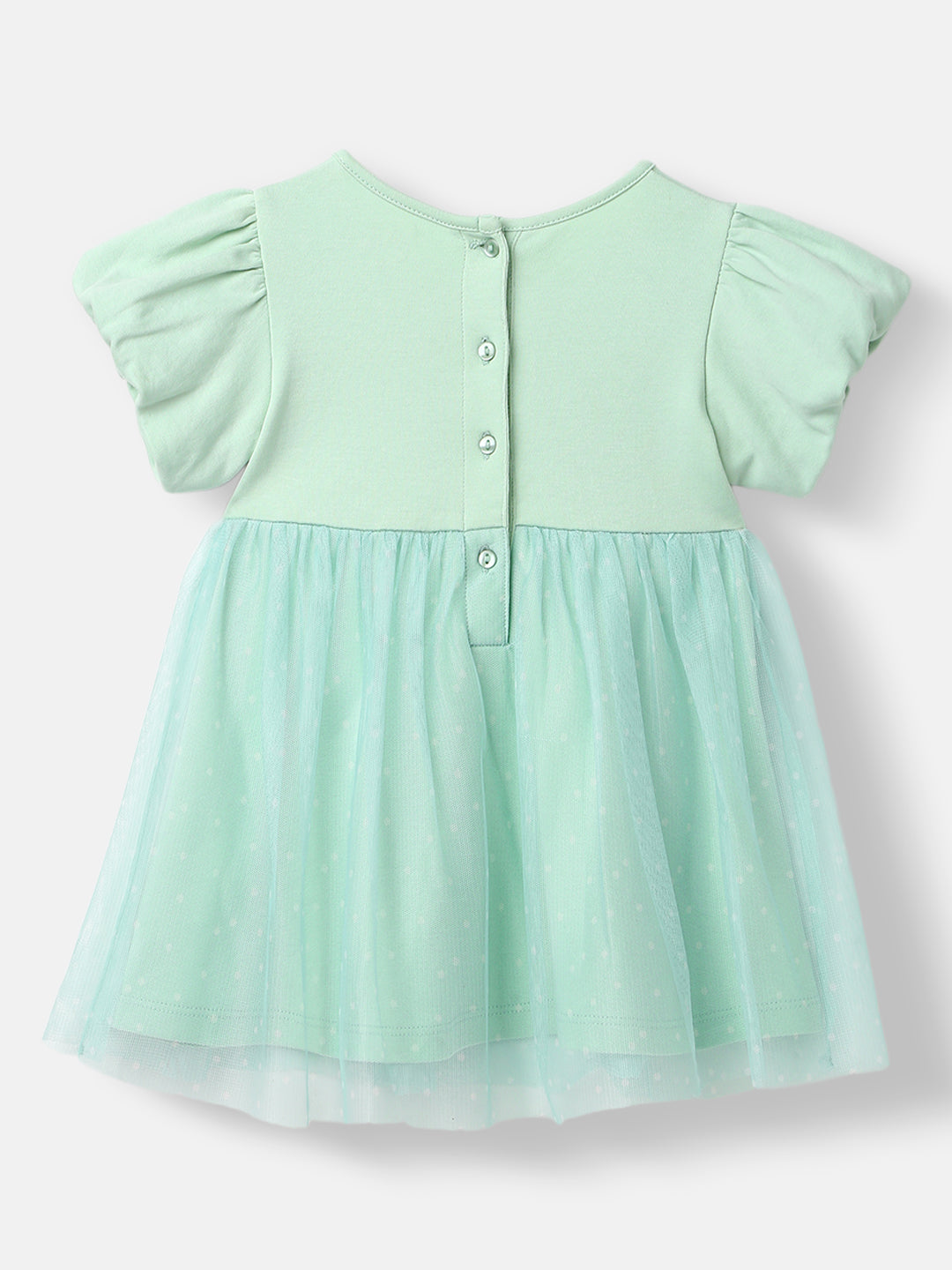 Nautinati Infants’ Silk Organza Minnie Mouse Embroidered Puff Sleeve Dress