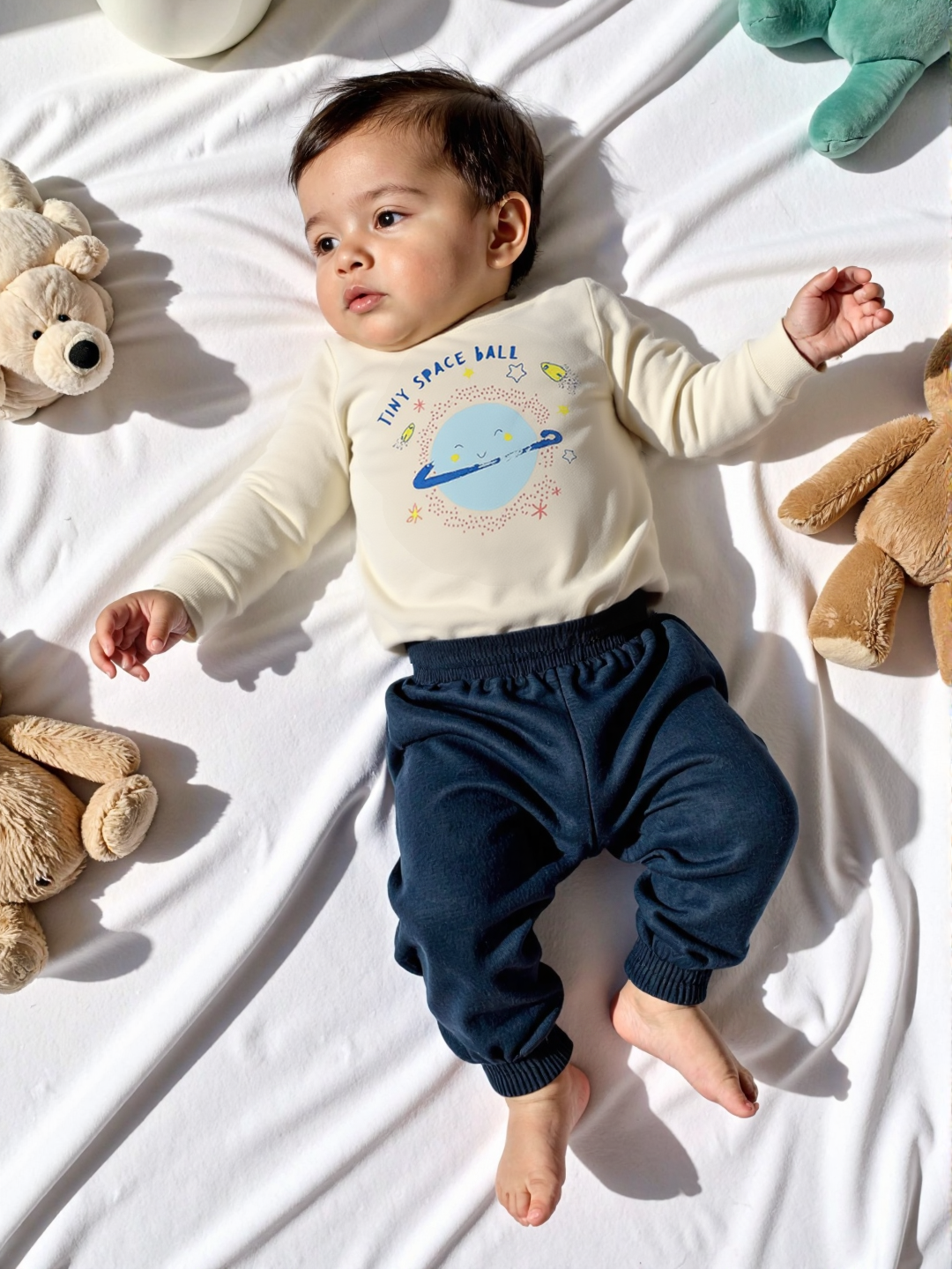 Nautinati Infants Pure Cotton Combo Set of T-shirt and Joggers