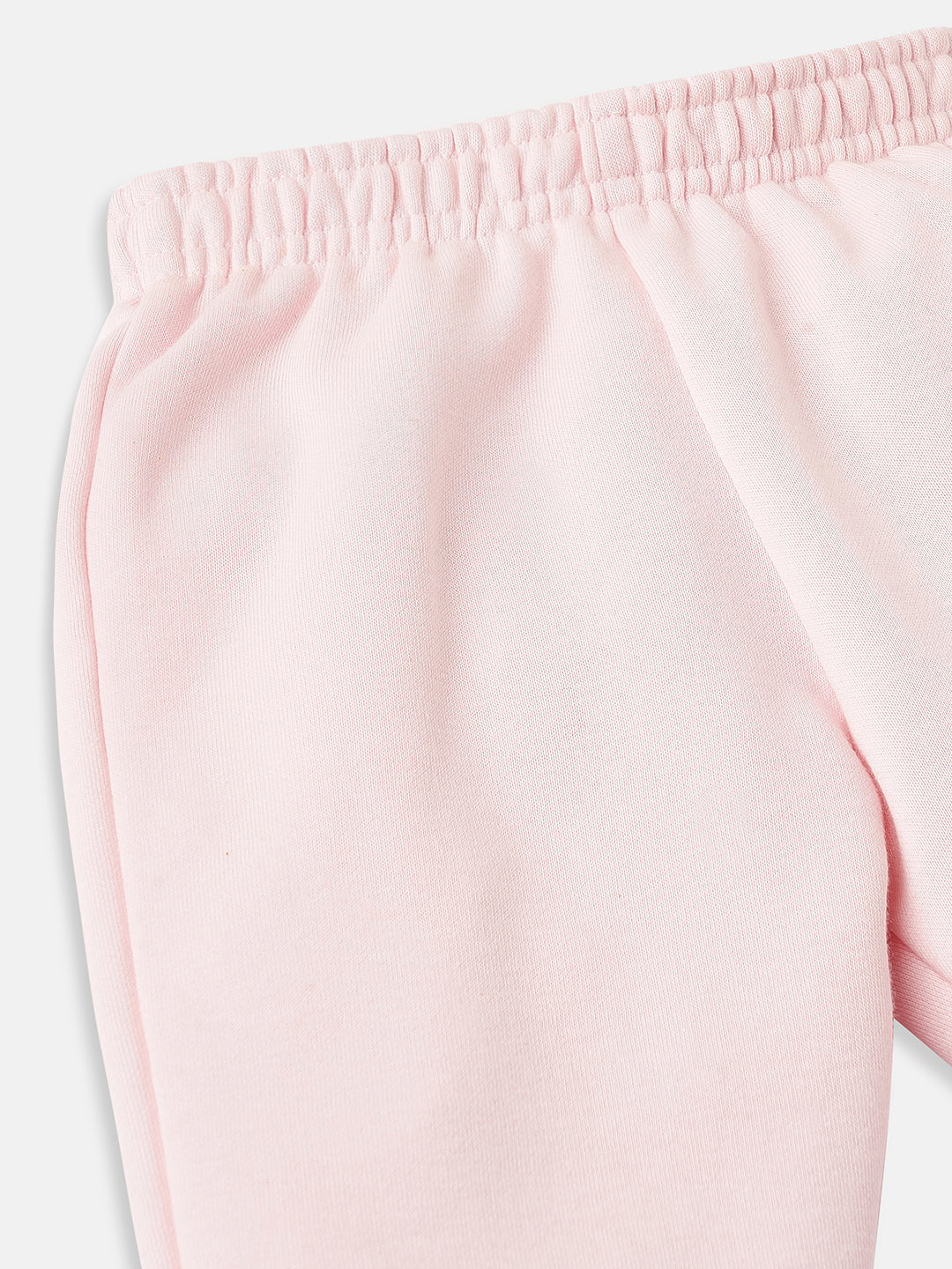 Nautinati Pink Fleece Cat Applique Sweatshirt and Solid Joggers Co-Ord Set for Infants