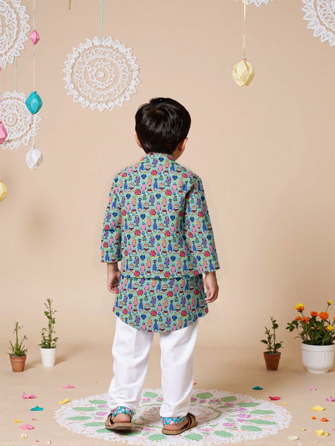 Nautinati Boys' Cotton Festive Kurta and Pyjama Set | Block Print Kurta | Age 2-10 Years
