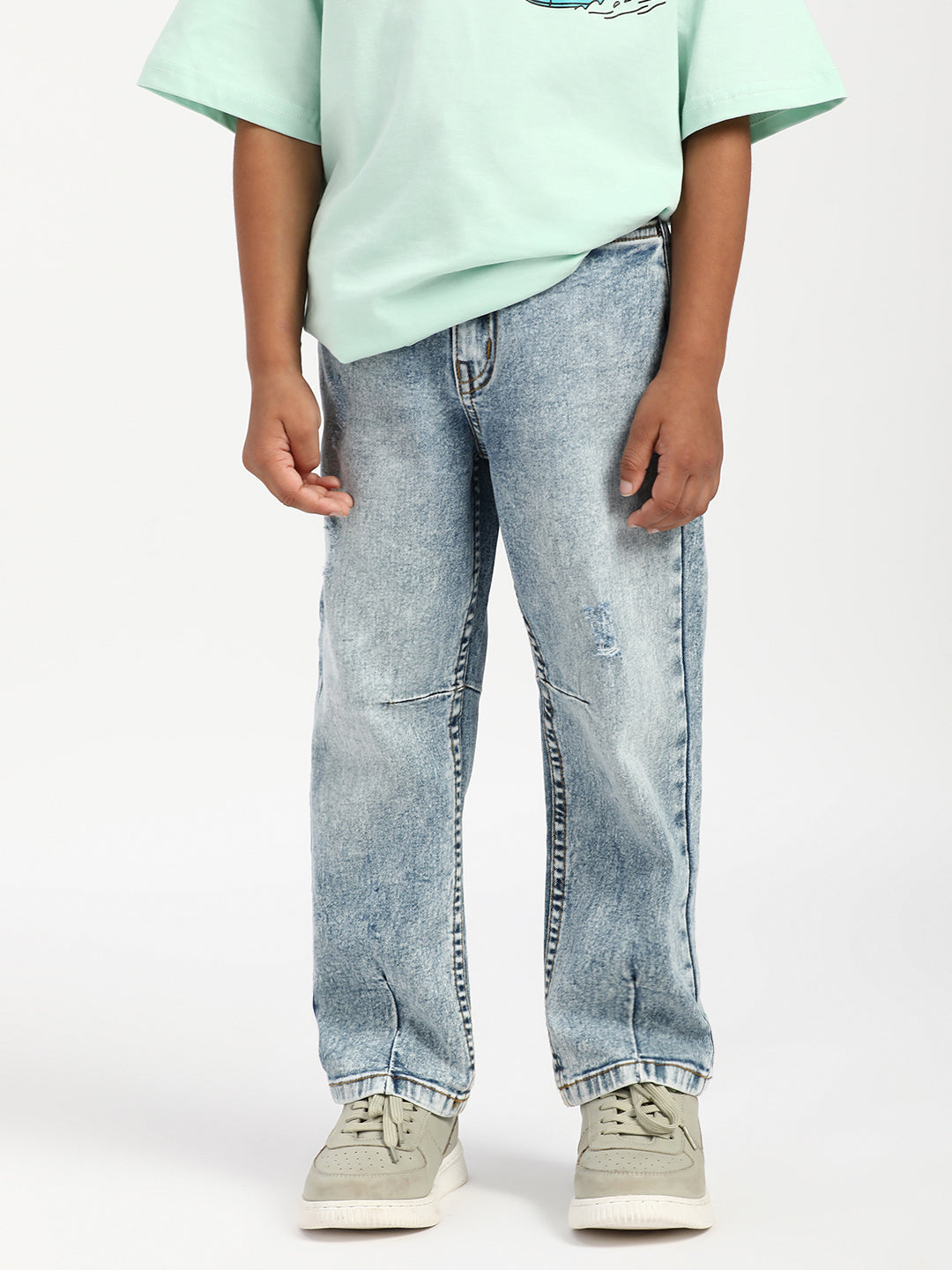 Nautinati Boys Textured Cotton Jeans |Age 2 - 10 Years