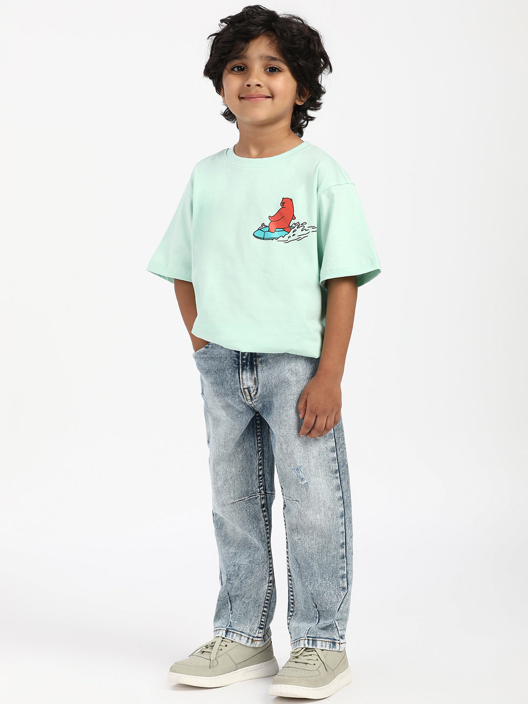 Nautinati Boys Textured Cotton Jeans |Age 2 - 10 Years