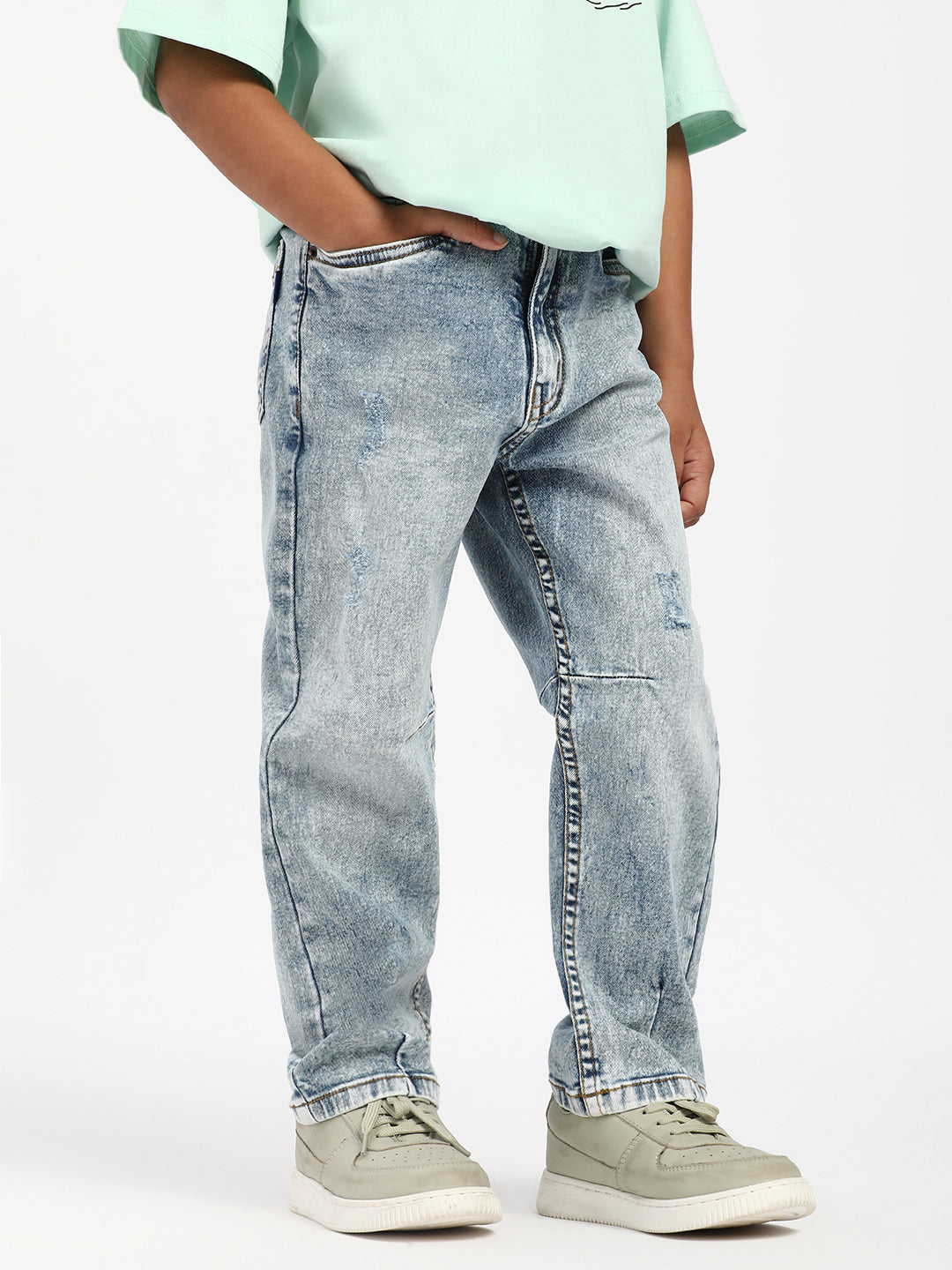 Nautinati Boys Textured Cotton Jeans |Age 2 - 10 Years