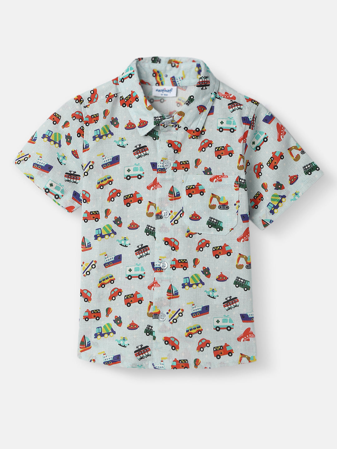 Nautinati Boys All-over Vehicle Print Shirt and Shorts Set| Cotton| Age 3 - 24 Months