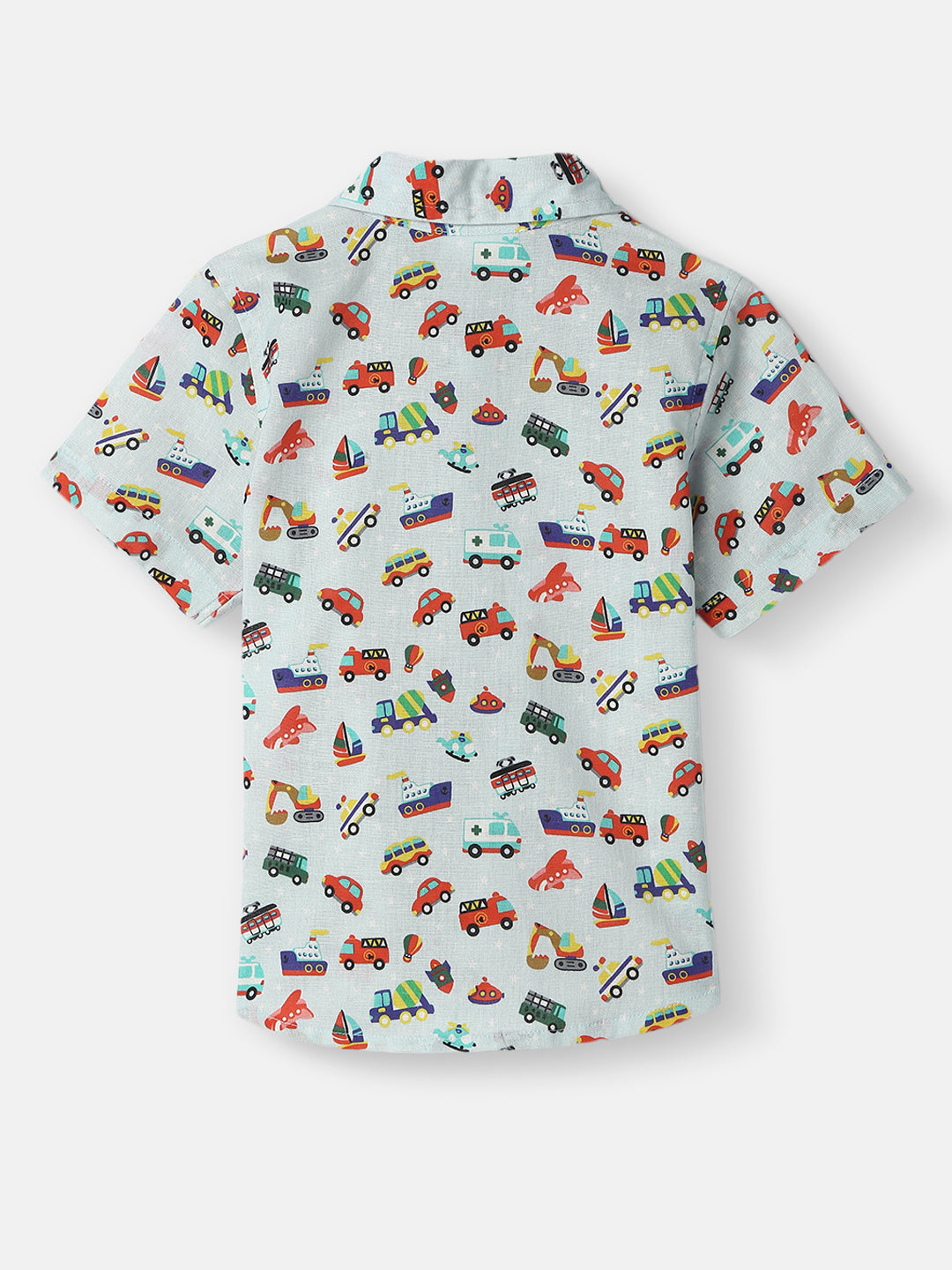 Nautinati Boys All-over Vehicle Print Shirt and Shorts Set| Cotton| Age 3 - 24 Months
