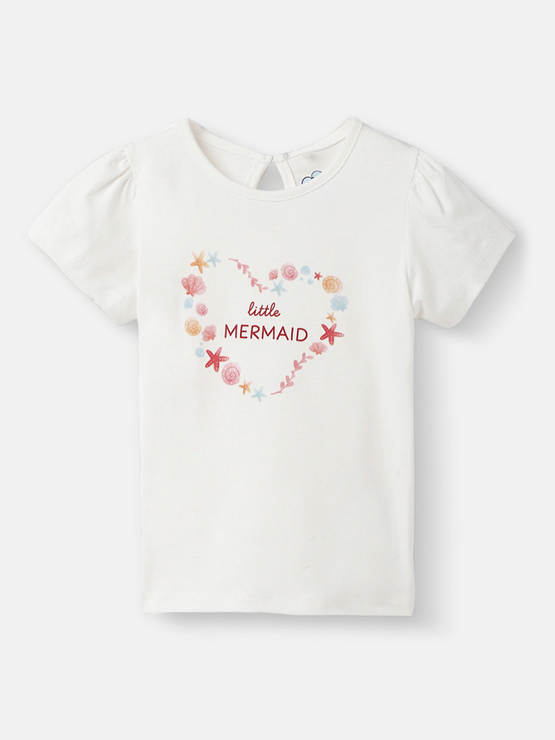 Nautinati Girls' Pack of 2 Cotton Graphic Printed & Solid Gathered Sleeves T-shirts