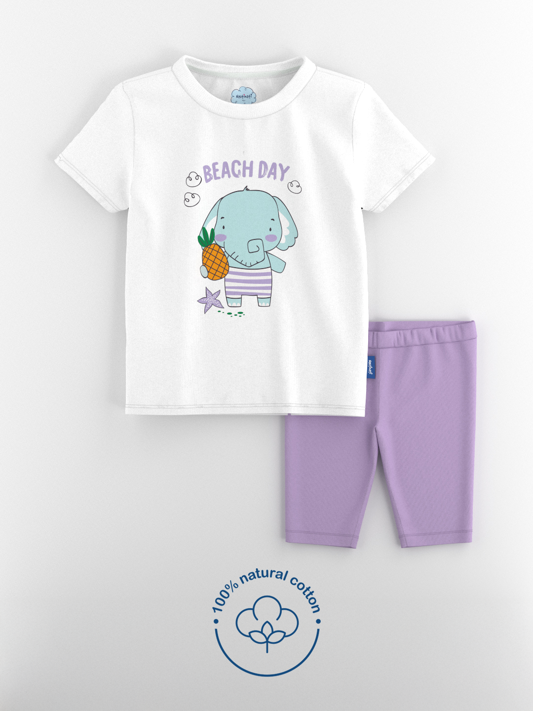 Nautinati Girls' Cotton Graphic Printed T-shirt and Solid Biker Shorts
