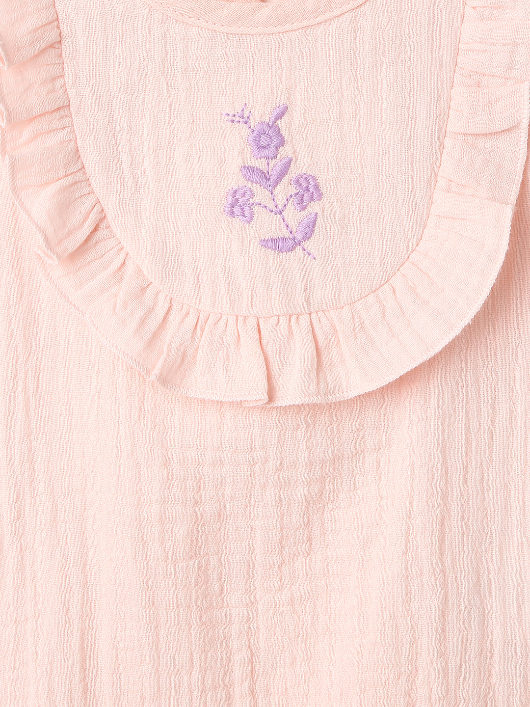 Nautinati Girls' Cotton Embroidered Sleeveless Romper