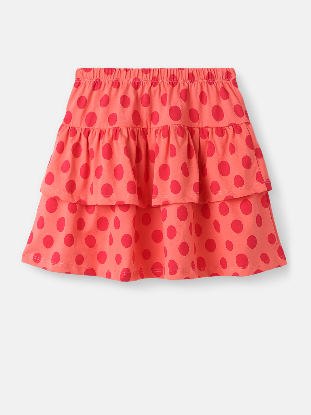 Nautinati Girls' Cotton Set of Minnie Mouse Print Top and Tiered Polka Dot Skirt