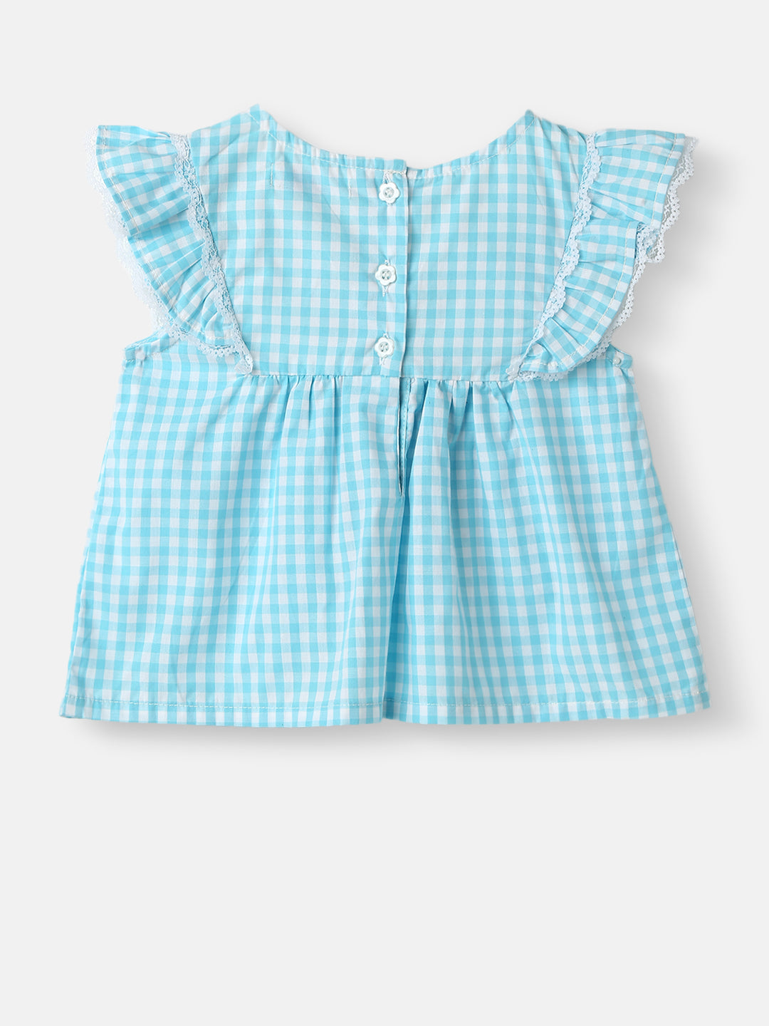 Nautinati Girls' Yarn Dyed Print Top and Pants Set with Lace Panel