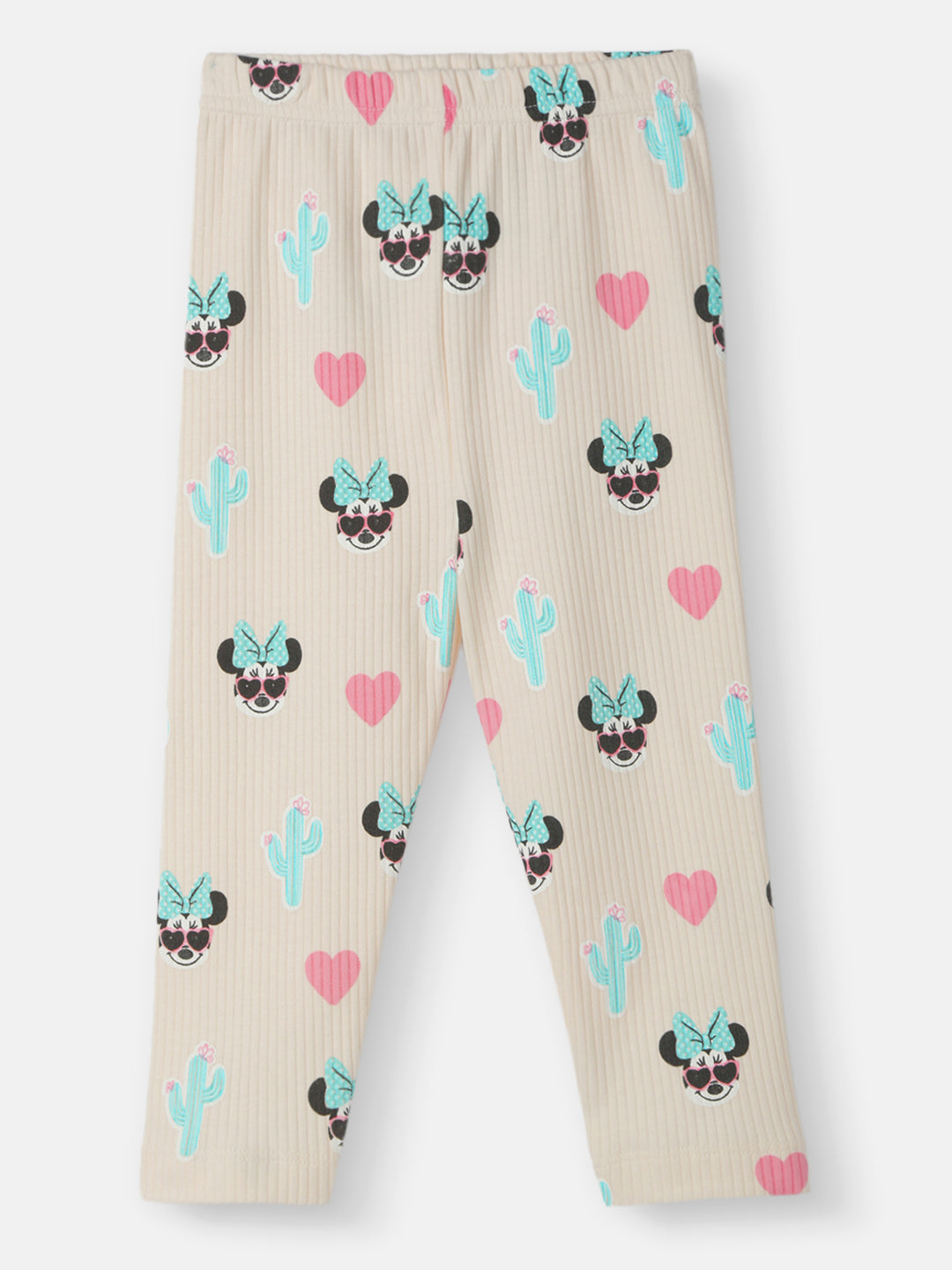 Nautinati Girls' Derby Rib Cotton Minnie Mouse Print Flutter Sleeve Dress