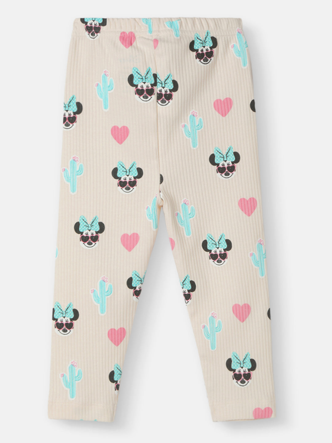 Nautinati Girls' Derby Rib Cotton Minnie Mouse Print Flutter Sleeve Dress