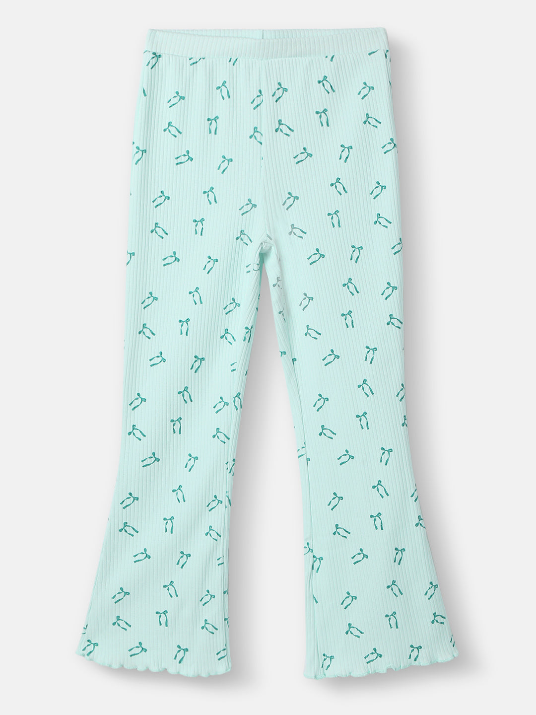 Nautinati Girls' Blue Derby Rib Set With All-over Print | Cotton | Age 2-10 Years