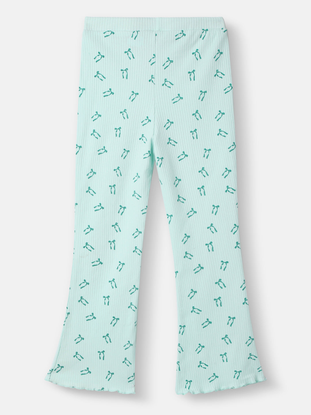 Nautinati Girls' Blue Derby Rib Set With All-over Print | Cotton | Age 2-10 Years