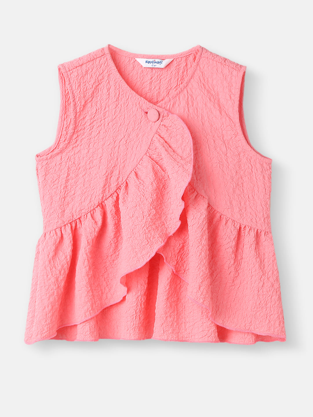 Girls Crepe Assymetric Clothing Set |Frill Top and Pants Set | 2-8 Years