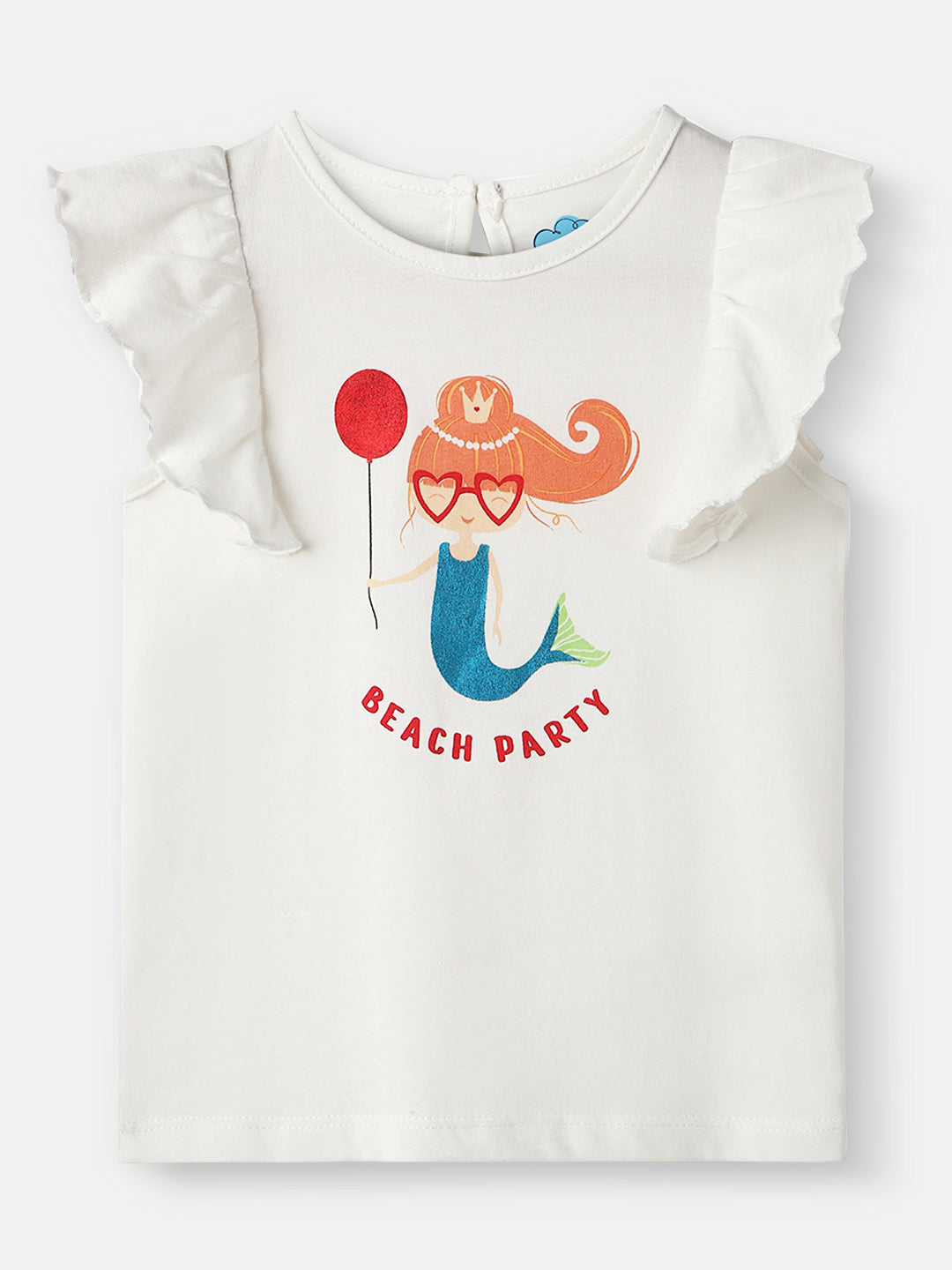 Nautinati Girls' Cotton Graphic Printed Ruffle Sleeves T-shirt