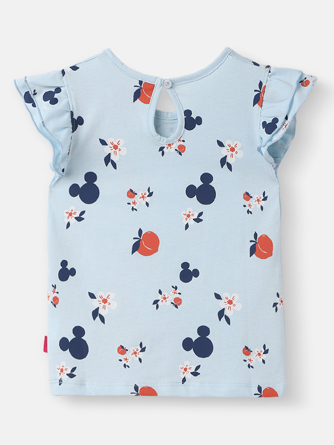 Nautinati Girls' Pack of 2 Cotton Minnie Mouse Printed Flutter Sleeves T-shirts