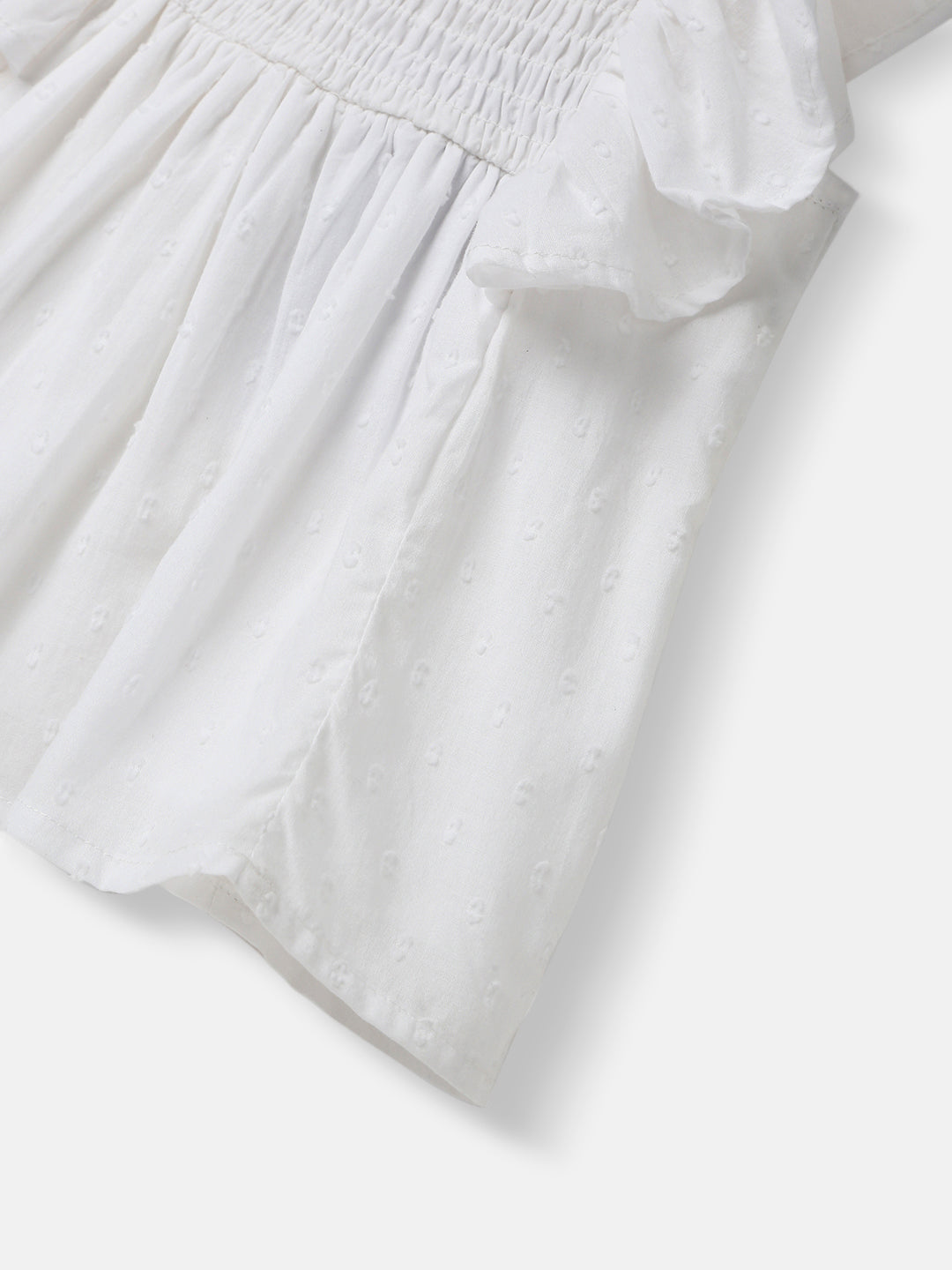 Nautinati Girls' Cotton Swiss Dot Fabric Flutter Sleeves Shirring Top