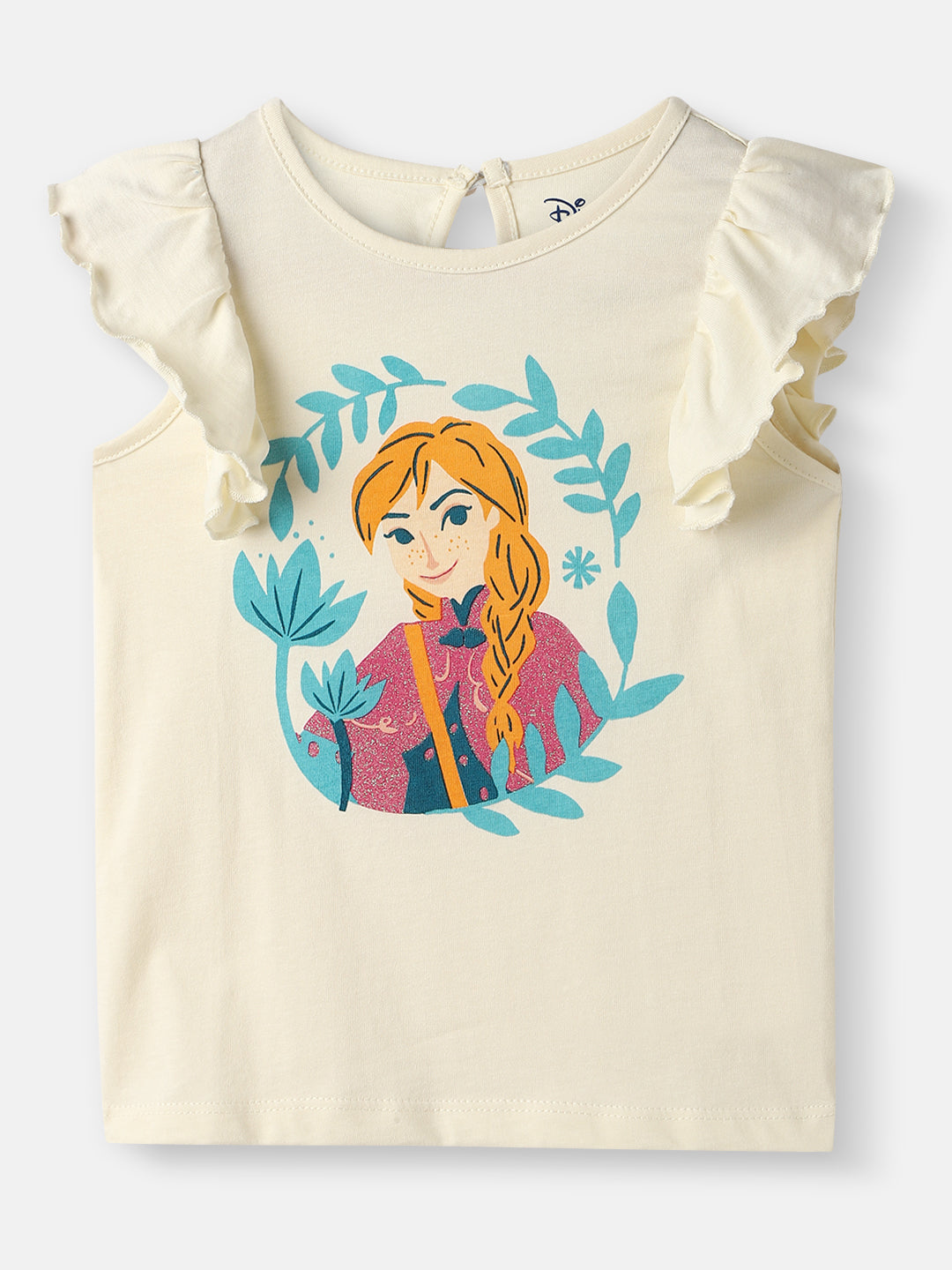 Nautinati Girls' Cotton Frozen Glitter Print T-shirt