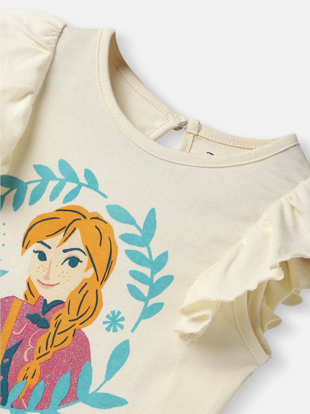 Nautinati Girls' Cotton Frozen Glitter Print T-shirt