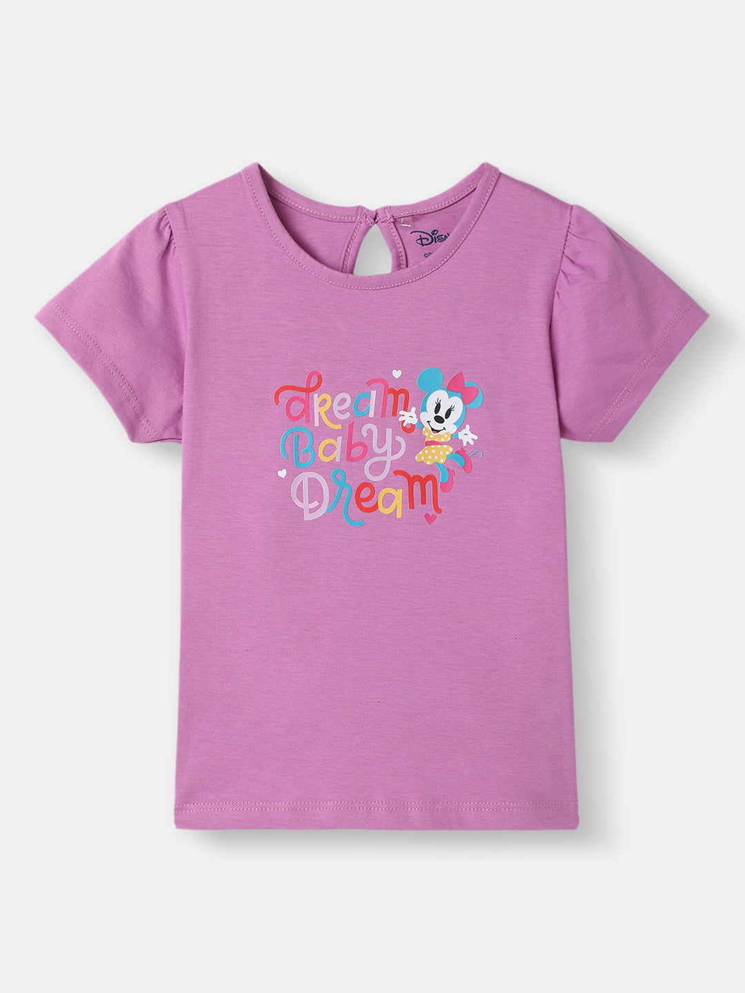 Nautinati Girls' Minnie Mouse Graphic Cotton Top | Half Sleeves | Age 12-18M