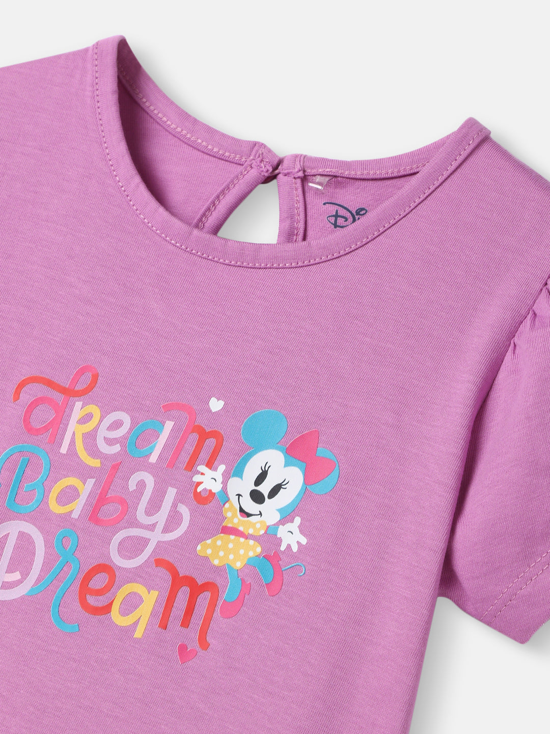 Nautinati Girls' Minnie Mouse Graphic Cotton Top | Half Sleeves | Age 12-18M