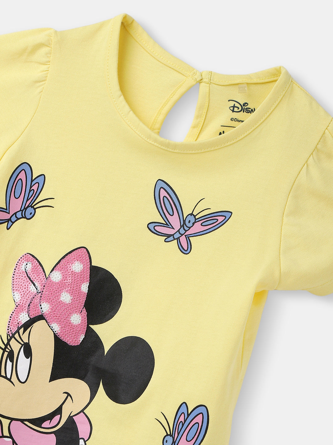 Nautinati Girls' Minnie Mouse Graphic Cotton Top | Half Sleeves | Age 12-18M