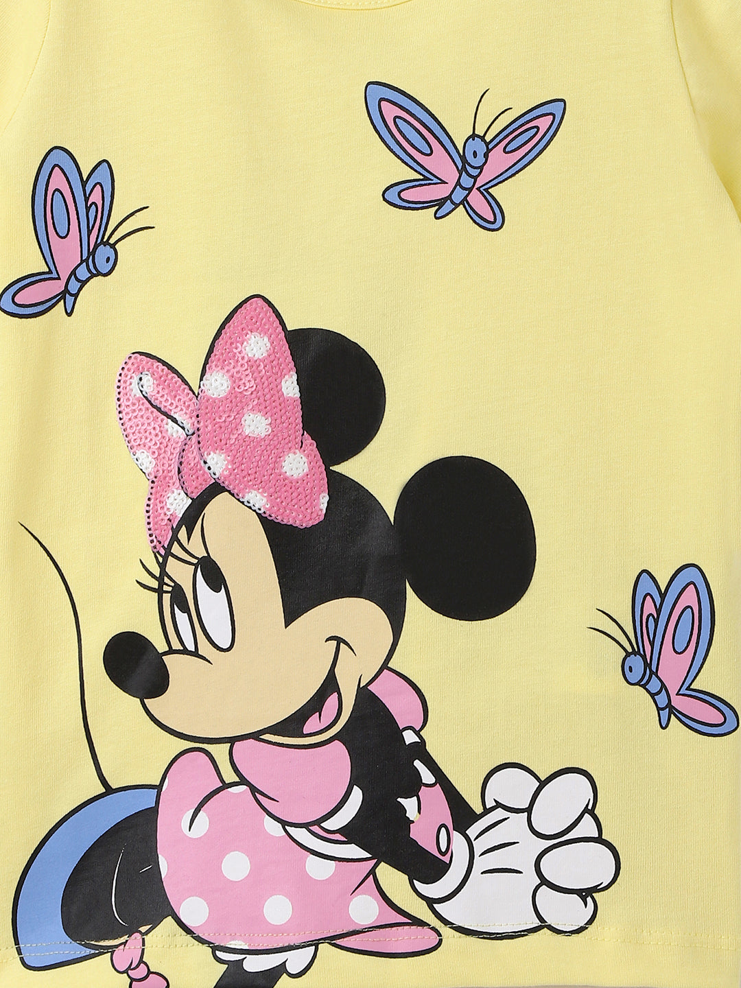 Nautinati Girls' Minnie Mouse Graphic Cotton Top | Half Sleeves | Age 12-18M