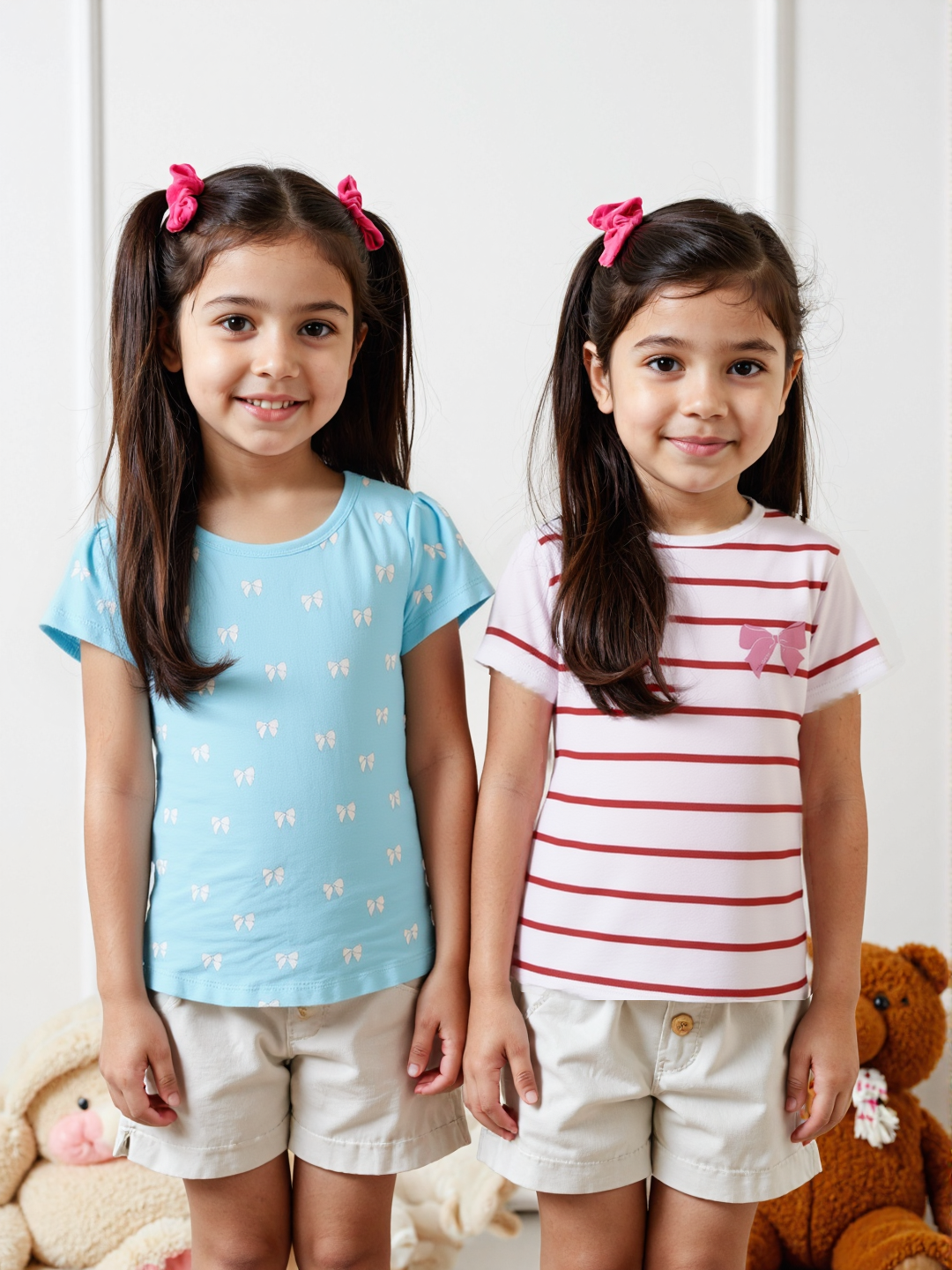 Nautinati Girls Cotton Printed Pack of 2 Top