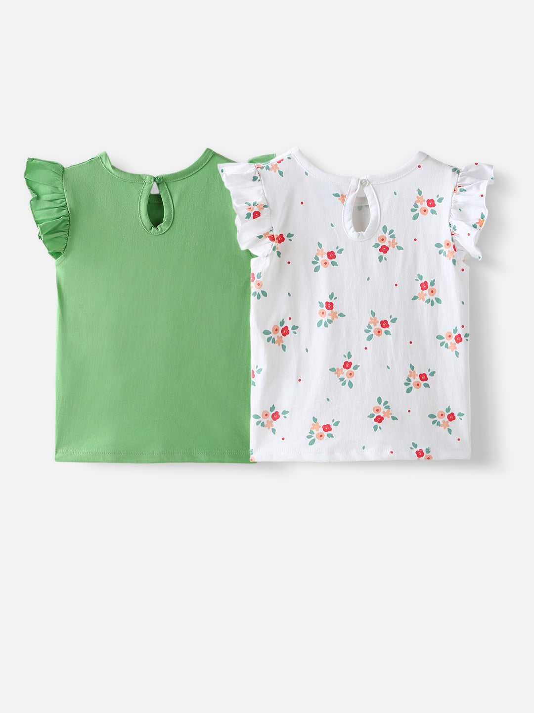 Nautinati Girls' Pack of 2 Single Jersey Cotton Printed Tops