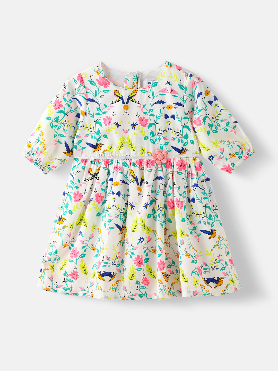 Nautinati Girls' Floral Printed Knee Length Dress