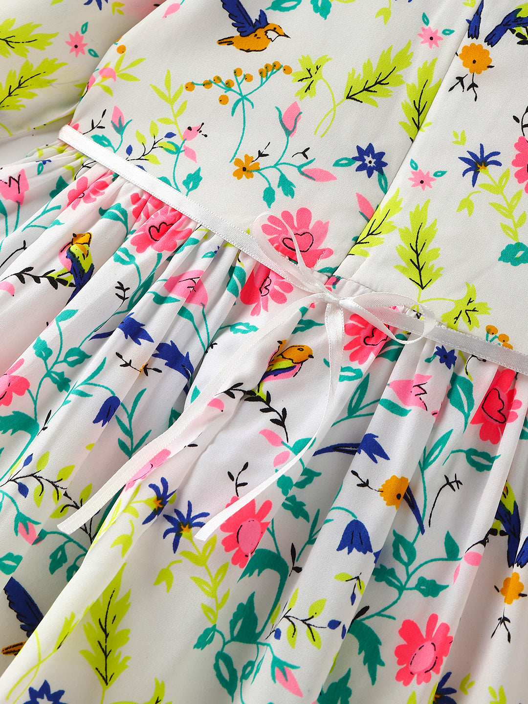 Nautinati Girls' Floral Printed Knee Length Dress