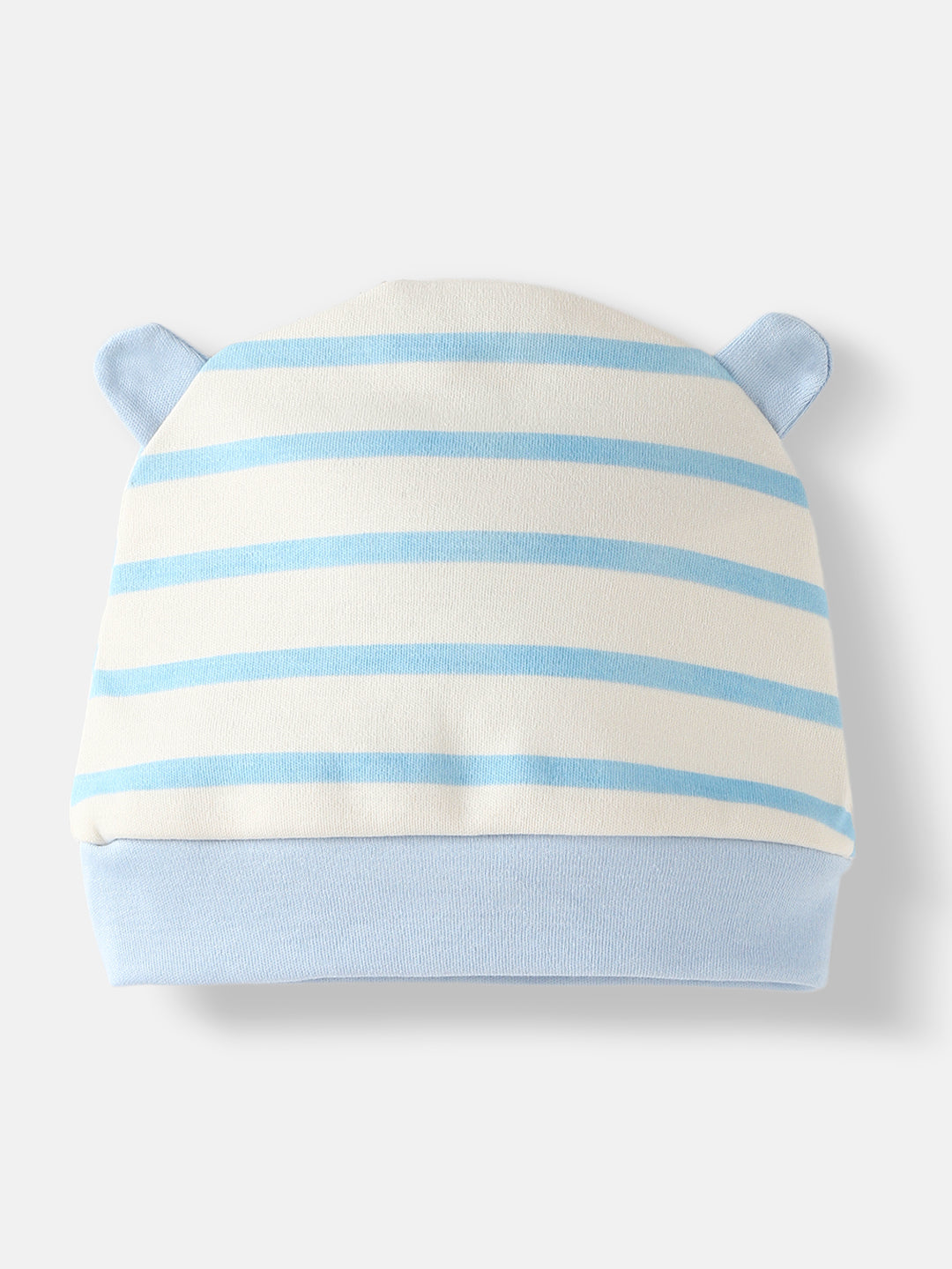 Nautinati Boys' Interlock Cotton Striped Bodysuit with Beanie & Booties