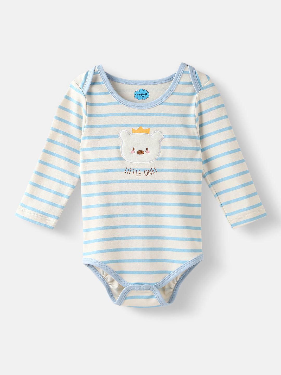 Nautinati Boys' Interlock Cotton Striped Bodysuit with Beanie & Booties
